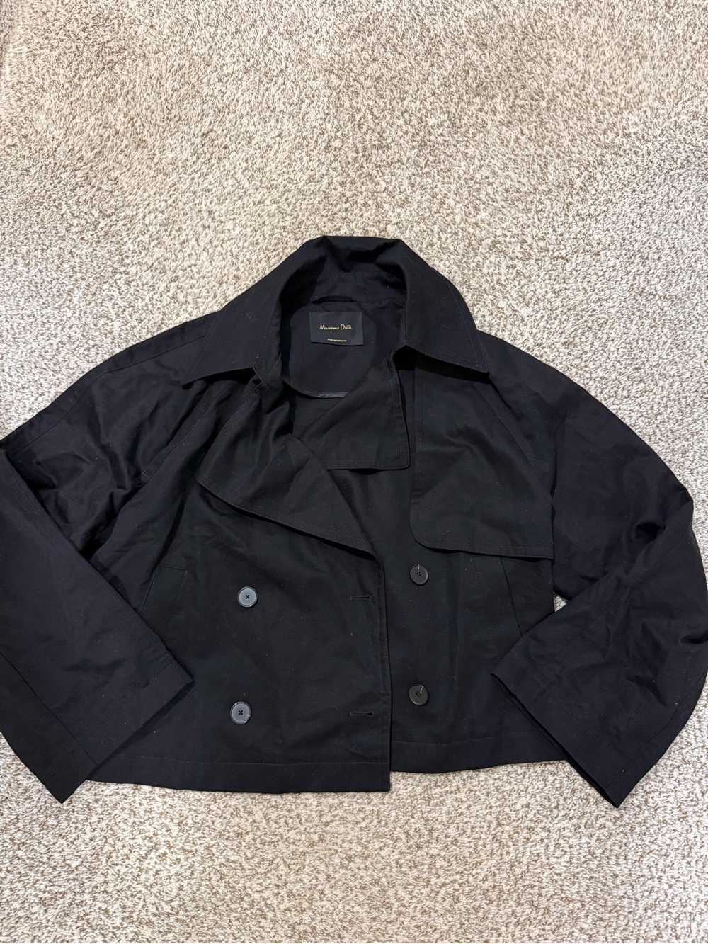 Massimo dutti black short/cropped trench size L large